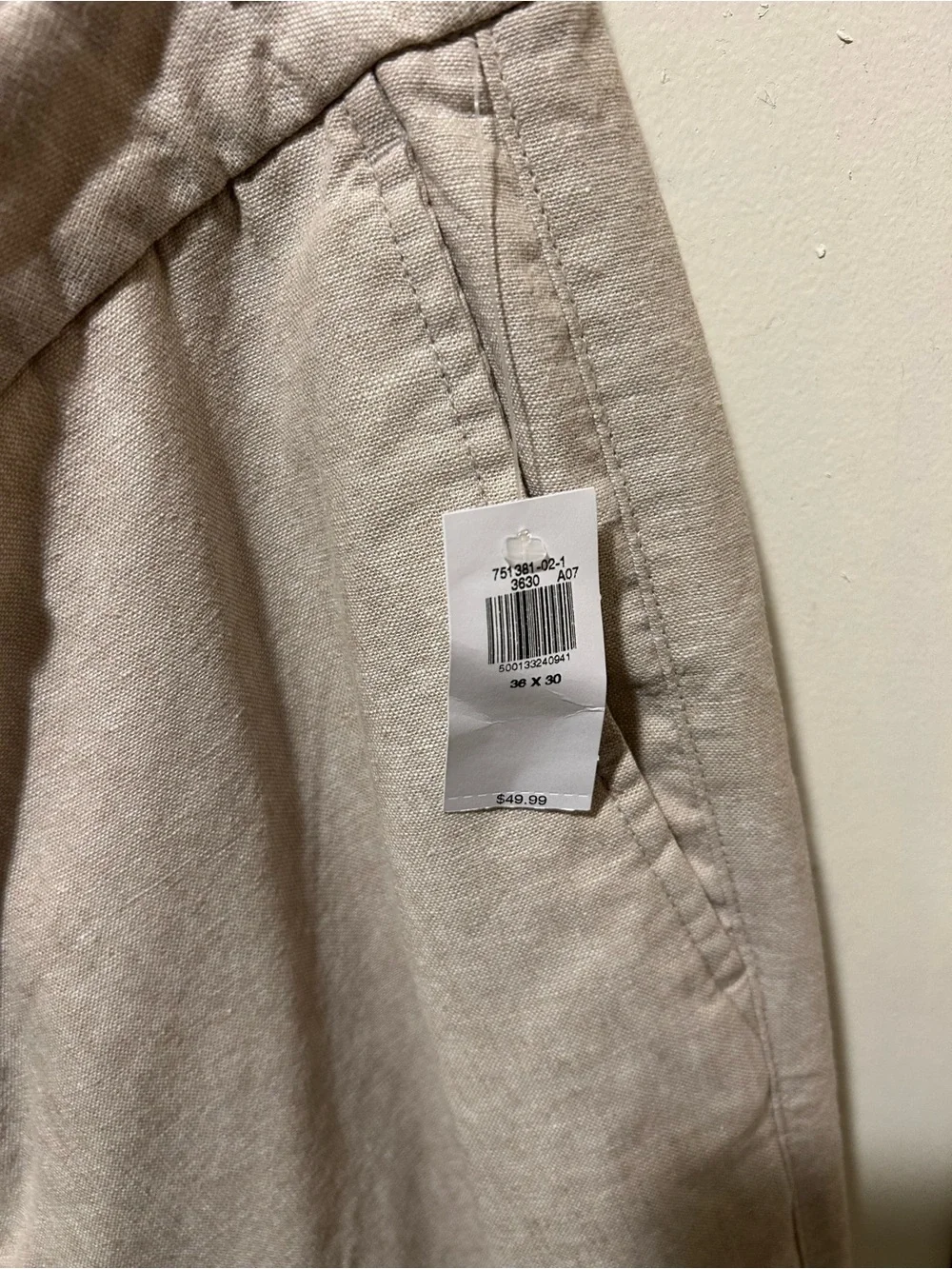 NWT Old Navy Linen Blend The 90’s Straight Fit Leg Pants Beige , size 36/30